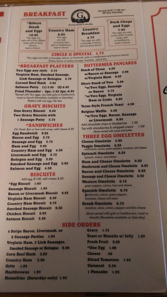 Circle G Restaurant Menu - Image 11