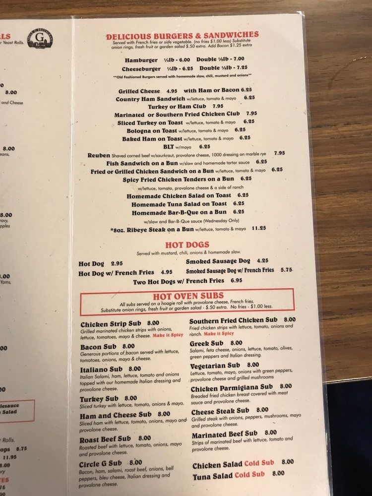 Circle G Restaurant Menu - Image 5