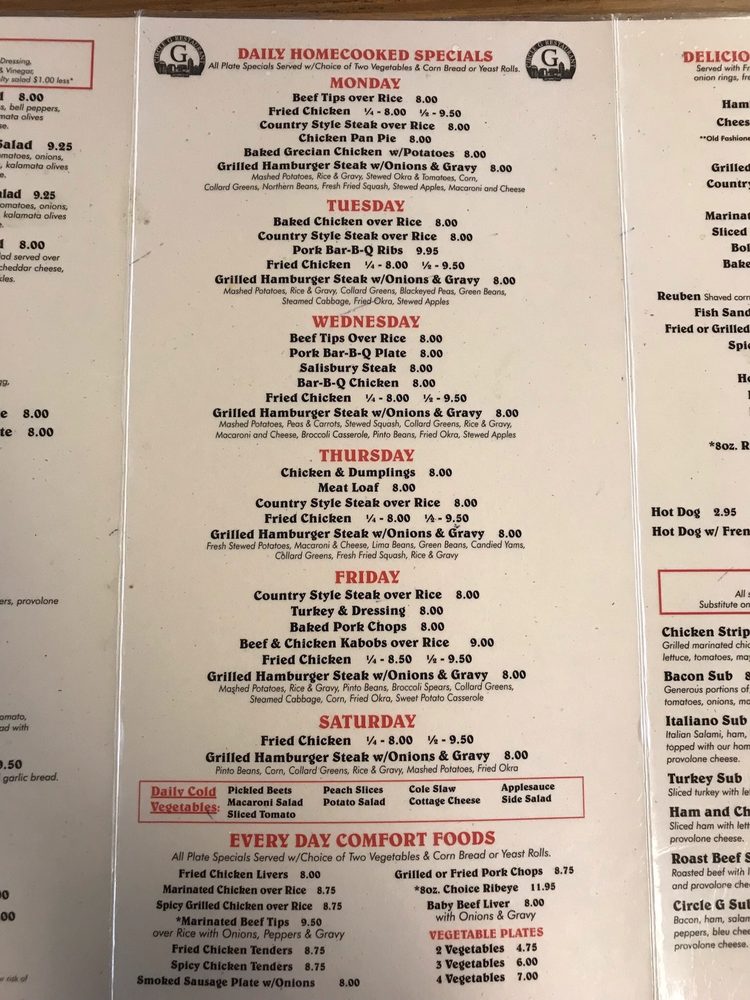 Circle G Restaurant Menu - Image 6