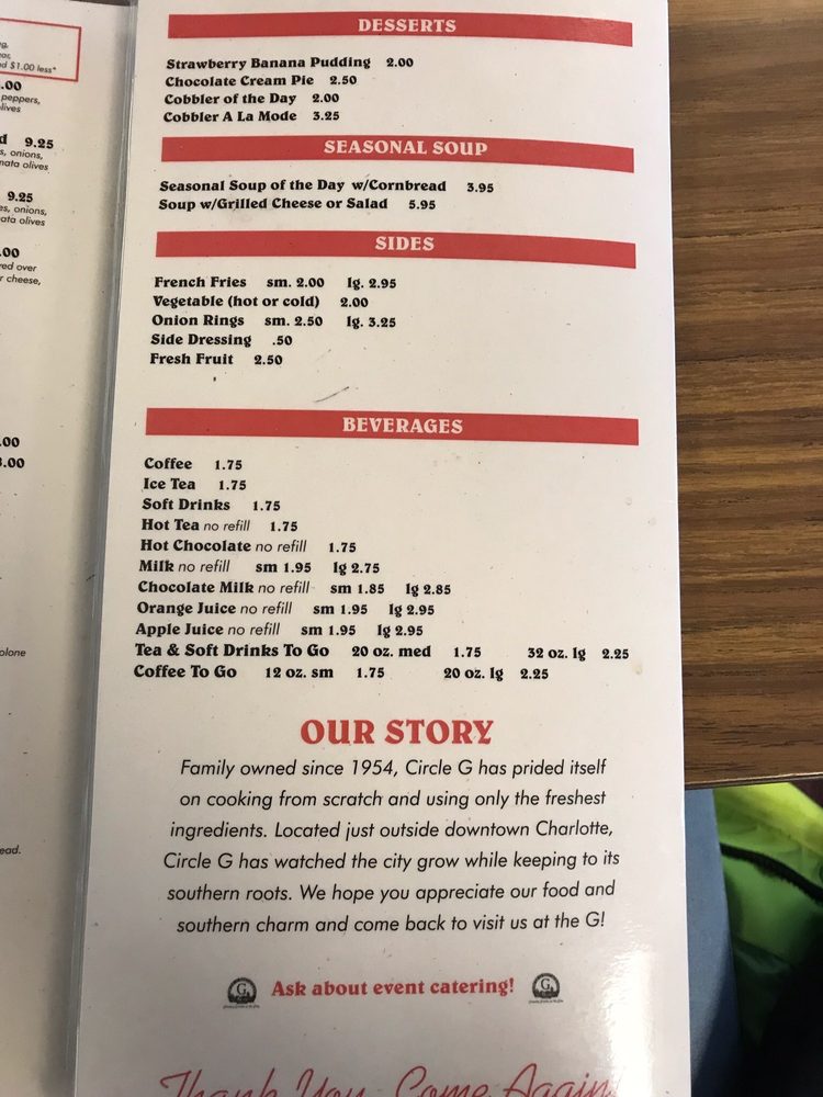 Circle G Restaurant Menu - Image 7