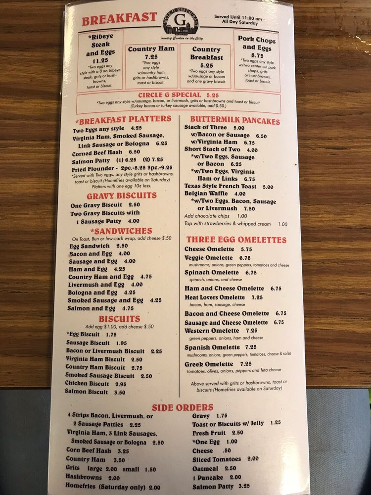 Circle G Restaurant Menu - Image 8